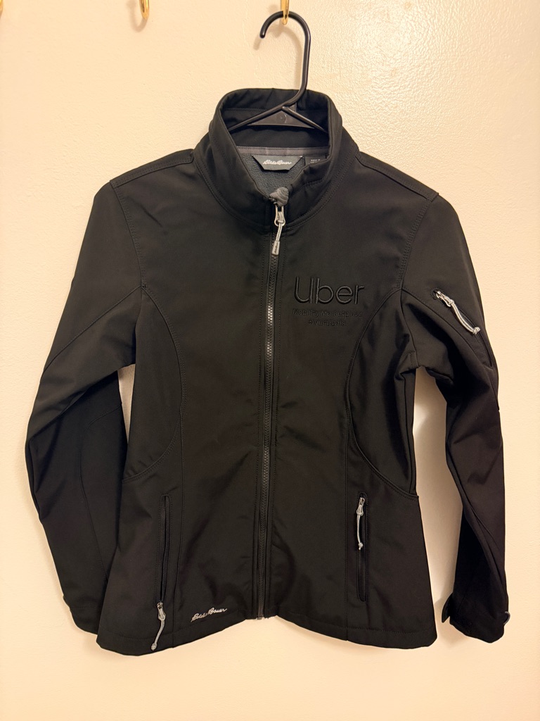 Eddie Bauerblack Utility Softshell Jacket With Uber Logo